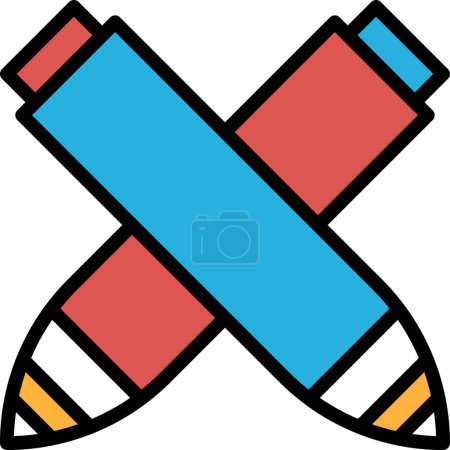 Illustration for Two pencils in the middle. The pencils are crossed over each other - Royalty Free Image