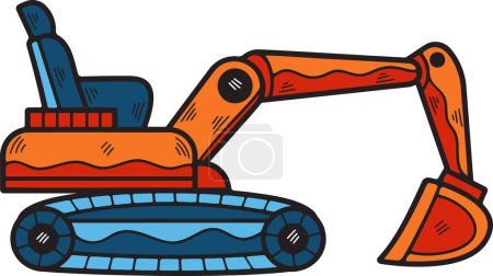 Illustration for A black and white drawing of a large construction vehicle with a large scoop on the front. The vehicle is a large excavator, and it is sitting on a track. The vehicle is designed to dig - Royalty Free Image