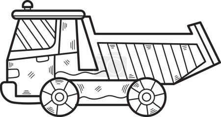 Ilustración de Un camión de dibujos animados con una gran espalda abierta. El camión es blanco y negro - Imagen libre de derechos