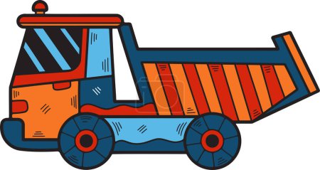 Ilustración de Un camión de dibujos animados con una gran espalda abierta. El camión es blanco y negro - Imagen libre de derechos