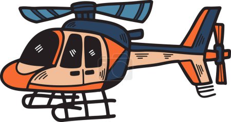 Téléchargez les illustrations : Dessin noir et blanc d'un hélicoptère. L'hélicoptère est dessiné dans un style de dessin animé et a une sensation ludique et fantaisiste. Le dessin est simple et facile à comprendre - en licence libre de droit