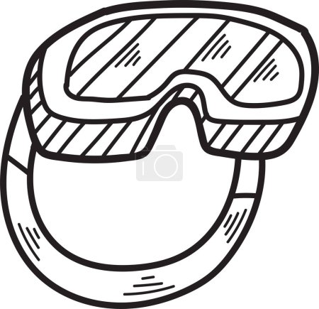 Ilustración de Un par de gafas con un marco negro. Las gafas están dibujadas en un estilo de dibujos animados. Las gafas están destinadas a ser usadas para nadar o bucear - Imagen libre de derechos
