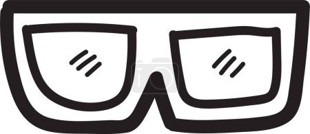 Illustration for A pair of glasses with a black frame. The glasses are drawn in a cartoon style - Royalty Free Image