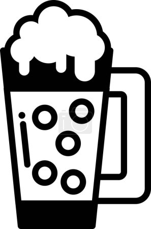 Illustration for A black and white drawing of a mug with foam on top of it - Royalty Free Image