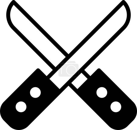 Illustration for Two black knives are crossed over each other. The knives are sharp and pointed. Concept of danger and caution - Royalty Free Image