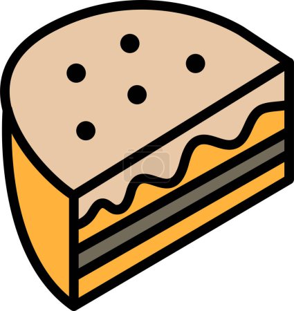 Téléchargez les illustrations : Un dessin noir et blanc d'un sandwich. Le sandwich est coupé en deux et a quelques garnitures sur elle - en licence libre de droit