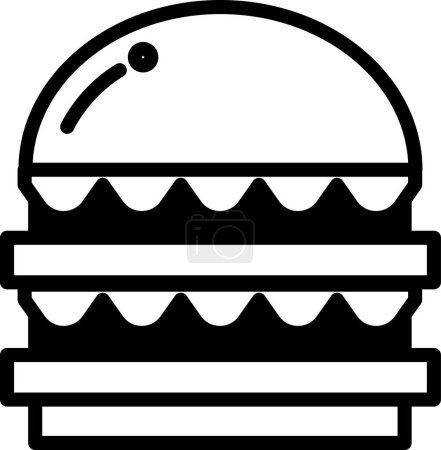 Ilustración de Una hamburguesa con dos bollos y un bollo en la parte superior. La hamburguesa es blanco y negro - Imagen libre de derechos
