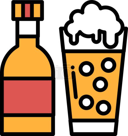 Ilustración de Una botella de licor y un vaso de cerveza - Imagen libre de derechos