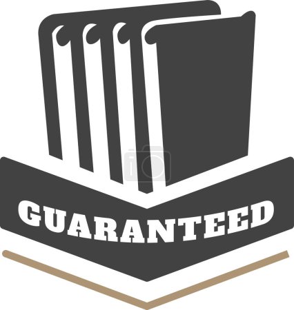 Téléchargez les illustrations : A book with four books stacked on top of each other with the word "guaranteed" written below - en licence libre de droit