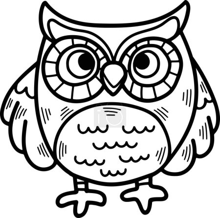 Illustration for A hand drawn owl illustration in line style - Royalty Free Image
