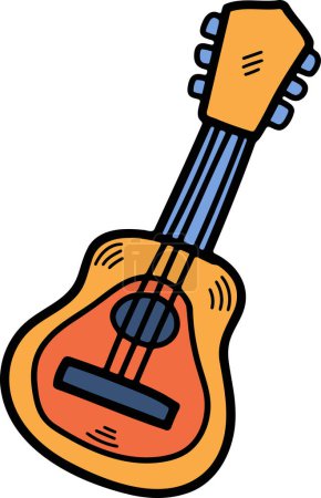 Ilustración de Una ilustración de guitarra de estilo mexicano dibujado a mano en estilo de línea - Imagen libre de derechos