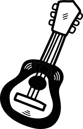 Ilustración de A Mexican style guitar illustration Hand drawn in line style - Imagen libre de derechos