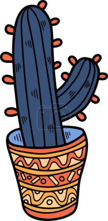 Illustration for A cactus plant illustration Hand drawn in line style - Royalty Free Image