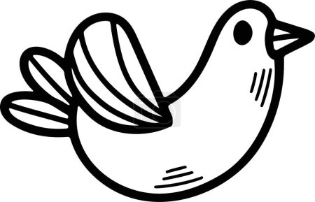 Téléchargez les illustrations : Une illustration d'oiseau dessinée à la main dans le style ligne - en licence libre de droit