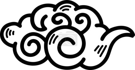 Téléchargez les illustrations : Une illustration de nuage chinoise ou japonaise dessinée à la main dans un style linéaire - en licence libre de droit