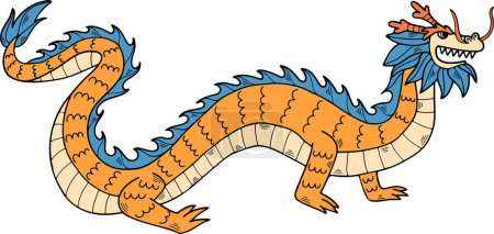 Illustration for A Chinese or Japanese style dragon illustration Hand drawn in line style - Royalty Free Image
