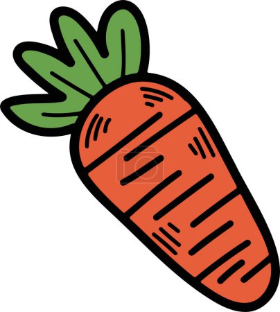 Téléchargez les illustrations : La carotte Illustrations dessinées à la main dans le style line art - en licence libre de droit