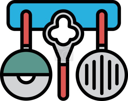Téléchargez les illustrations : Une illustration d'icône d'ustensiles de cuisine dans le style ligne - en licence libre de droit
