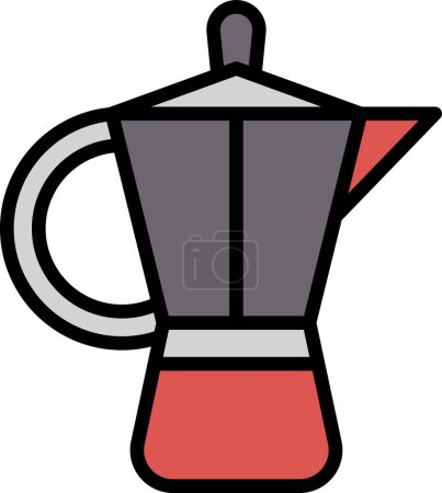 Téléchargez les illustrations : Une bouilloire d'eau chaude pour faire l'illustration d'icône de café dans le style ligne - en licence libre de droit