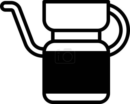 Téléchargez les illustrations : Une bouilloire d'eau chaude pour faire l'illustration d'icône de café dans le style ligne - en licence libre de droit