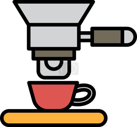 Téléchargez les illustrations : Une illustration d'icône de cafetière dans le style ligne - en licence libre de droit