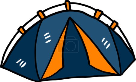 A tent with a door and a window. The tent is black and white. The tent is a symbol of adventure and exploration