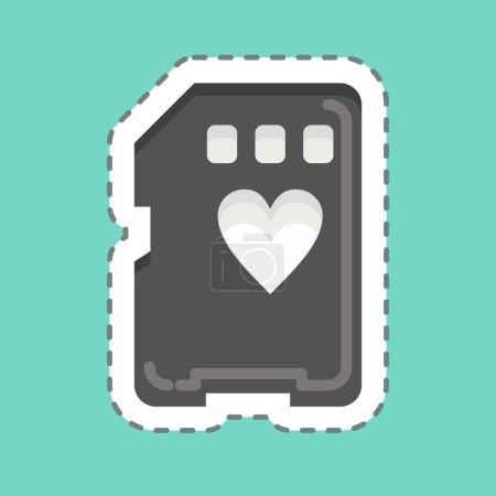 Illustration for Sticker line cut Memory Card. related to Photography symbol. simple design editable. simple illustration - Royalty Free Image