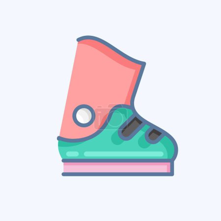 Illustration for Icon Ski Boots. related to Sports Equipment symbol. doodle style. simple design editable. simple illustration - Royalty Free Image
