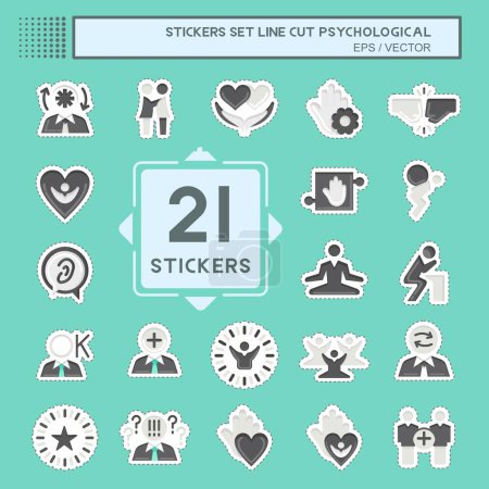 Téléchargez les illustrations : Sticker line cut Set Psychological. related to Psychological symbol. simple illustration. emotions, empathy, assistance - en licence libre de droit