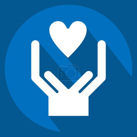 Illustration for Icon Kind. related to Volunteering symbol. long shadow style. Help and support. friendship - Royalty Free Image