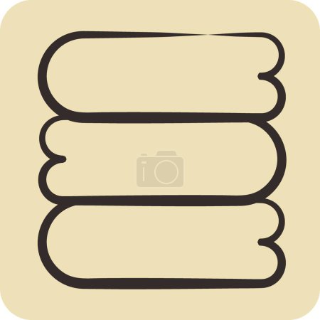 Ilustración de Toalla de Icono Clan. relacionado con el símbolo de lavandería. estilo dibujado a mano. diseño simple editable. ilustración simple - Imagen libre de derechos