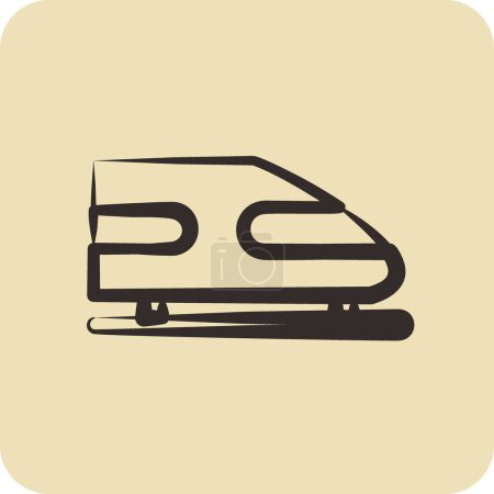 Illustration for Icon Rail Transport. suitable for education symbol. hand drawn style. simple design editable. design template - Royalty Free Image