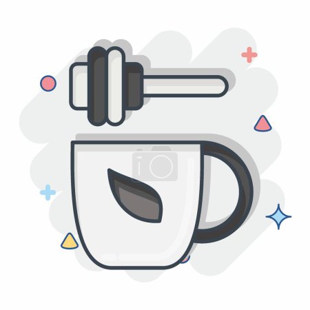 Ilustración de Icono té de miel. relacionado con el símbolo del té. estilo cómico. diseño simple editable. ilustración simple. té verde - Imagen libre de derechos