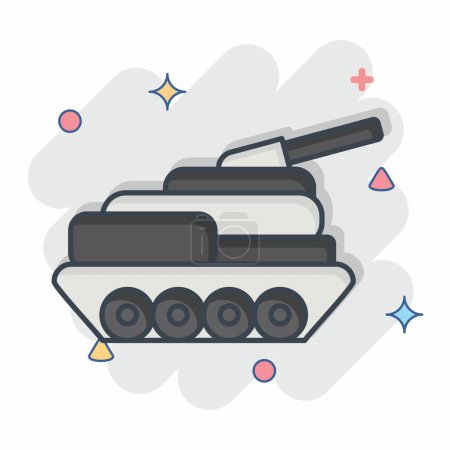 Téléchargez les illustrations : Icône Tank. lié au symbole militaire. style comique. conception simple modifiable. illustration simple - en licence libre de droit
