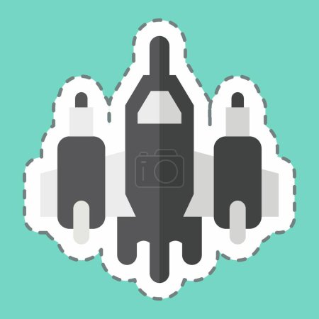 Ilustración de Etiqueta engomada línea de corte de aviones. relacionado con el símbolo militar. diseño simple editable. ilustración simple - Imagen libre de derechos