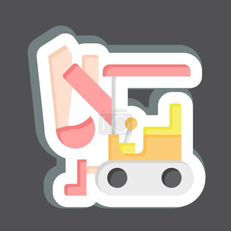 Illustration for Sticker Compact Excavator. related to Construction Vehicles symbol. simple design editable. simple illustration - Royalty Free Image