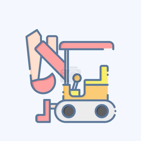 Illustration for Icon Compact Excavator. related to Construction Vehicles symbol. doodle style. simple design editable. simple illustration - Royalty Free Image
