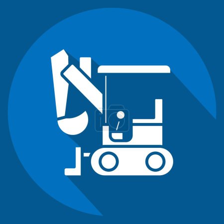 Illustration for Icon Compact Excavator. related to Construction Vehicles symbol. long shadow style. simple design editable. simple illustration - Royalty Free Image