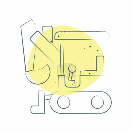 Illustration for Icon Compact Excavator. related to Construction Vehicles symbol. Color Spot Style. simple design editable. simple illustration - Royalty Free Image