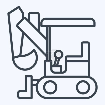 Illustration for Icon Compact Excavator. related to Construction Vehicles symbol. line style. simple design editable. simple illustration - Royalty Free Image