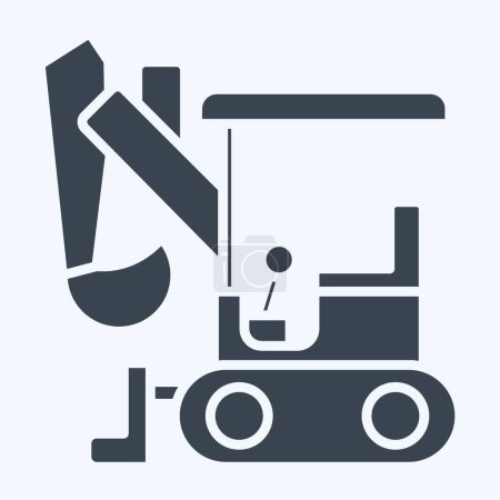 Illustration for Icon Compact Excavator. related to Construction Vehicles symbol. glyph style. simple design editable. simple illustration - Royalty Free Image