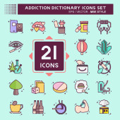 Icon Set Addiction Dictionary. related to Addiction symbol. MBE style. simple design editable. simple illustration t-shirt #670323390