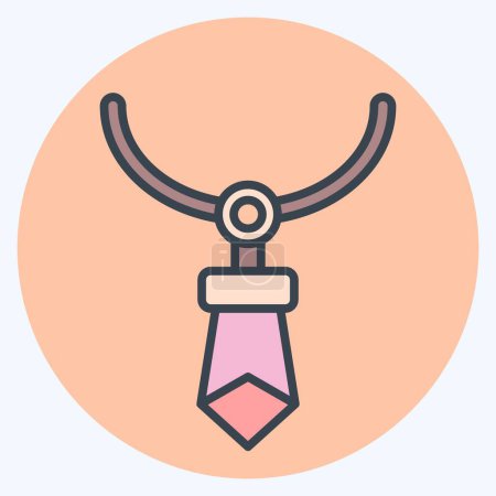 Ilustración de Icono collar de cristal. relacionado con el símbolo de los pueblos indígenas. estilo mate de color. diseño simple editable. ilustración simple - Imagen libre de derechos