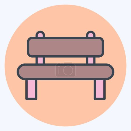 Ilustración de Icon Bench. suitable for City Park symbol. color mate style. simple design editable. design template vector. simple illustration - Imagen libre de derechos