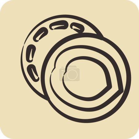 Illustration for Icon Black Walnut. suitable for Nuts symbol. hand drawn style. simple design editable - Royalty Free Image