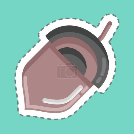 Illustration for Sticker line cut Acorn. suitable for Nuts symbol. simple design editable. design template vector. simple illustration - Royalty Free Image