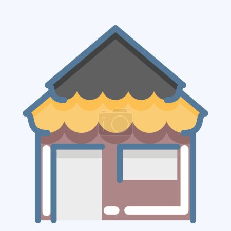 Illustration for Icon Bungalow. suitable for Summer symbol. doodle style. simple design editable. design template vector. simple illustration - Royalty Free Image