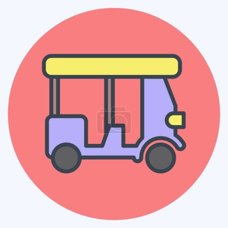 Illustration for Icon Tuk tuk. related to Thailand symbol. color mate style. simple design editable. simple illustration. simple vector icons. World Travel tourism. Thai - Royalty Free Image
