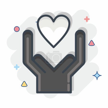 Illustration for Icon Kind. related to Volunteering symbol. Comic Style. Help and support. friendship - Royalty Free Image