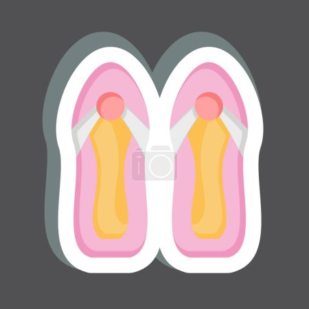 Téléchargez les illustrations : Sandales autocollantes. lié au symbole hawaïen. conception simple modifiable. vecteur - en licence libre de droit